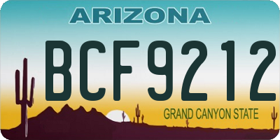 AZ license plate BCF9212