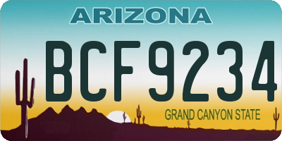 AZ license plate BCF9234