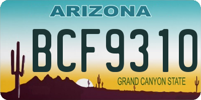 AZ license plate BCF9310