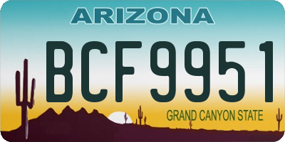 AZ license plate BCF9951