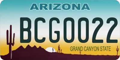 AZ license plate BCG0022