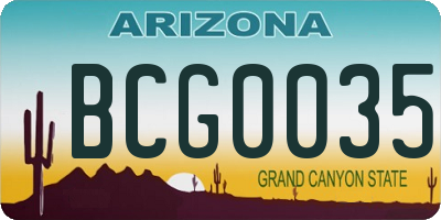 AZ license plate BCG0035