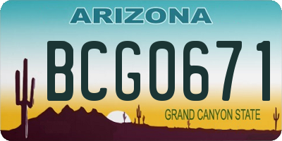 AZ license plate BCG0671