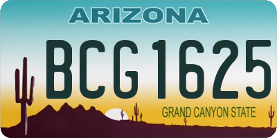 AZ license plate BCG1625