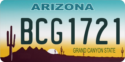 AZ license plate BCG1721