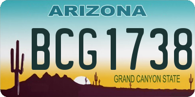 AZ license plate BCG1738