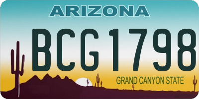 AZ license plate BCG1798