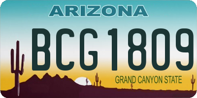 AZ license plate BCG1809