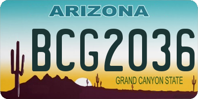 AZ license plate BCG2036