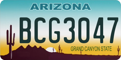 AZ license plate BCG3047