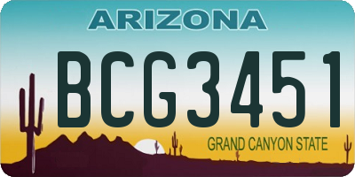 AZ license plate BCG3451