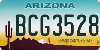 AZ license plate BCG3528