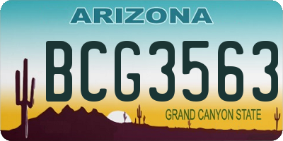 AZ license plate BCG3563