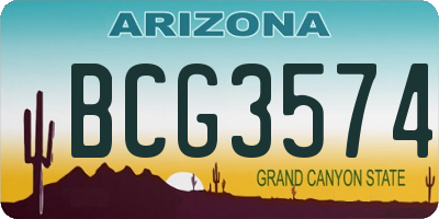 AZ license plate BCG3574