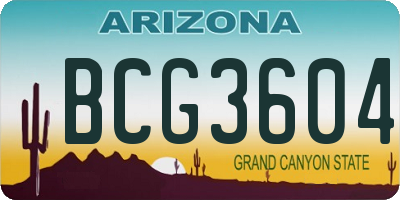 AZ license plate BCG3604