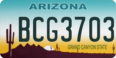 AZ license plate BCG3703