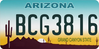 AZ license plate BCG3816