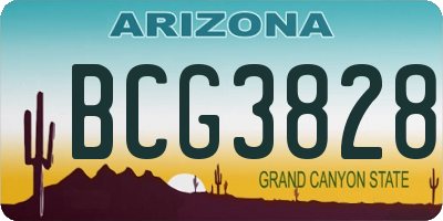 AZ license plate BCG3828