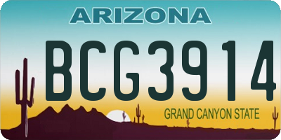 AZ license plate BCG3914