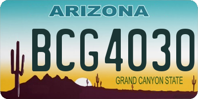 AZ license plate BCG4030