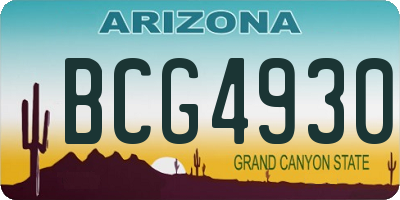 AZ license plate BCG4930