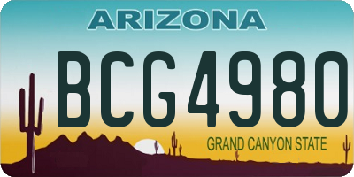 AZ license plate BCG4980