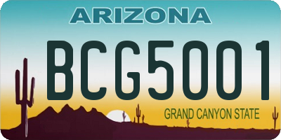 AZ license plate BCG5001