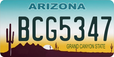 AZ license plate BCG5347