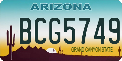 AZ license plate BCG5749