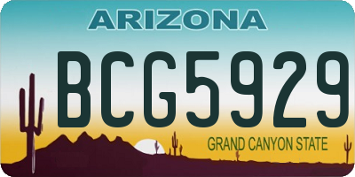 AZ license plate BCG5929