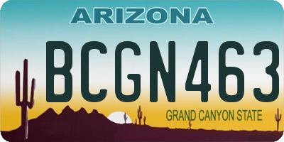 AZ license plate BCGN463