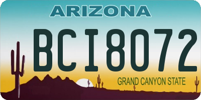AZ license plate BCI8072