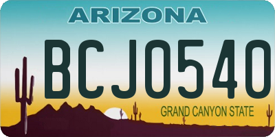 AZ license plate BCJ0540