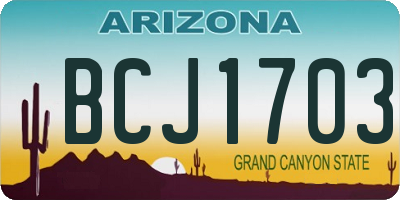 AZ license plate BCJ1703