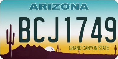 AZ license plate BCJ1749