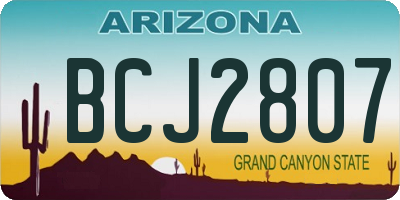 AZ license plate BCJ2807