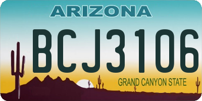 AZ license plate BCJ3106