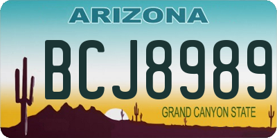 AZ license plate BCJ8989