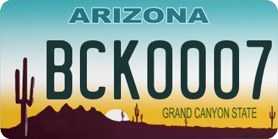 AZ license plate BCK0007