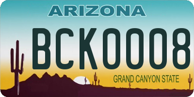 AZ license plate BCK0008