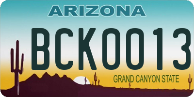 AZ license plate BCK0013