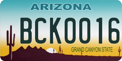 AZ license plate BCK0016