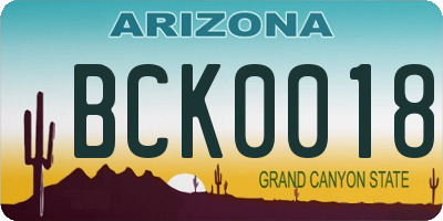 AZ license plate BCK0018