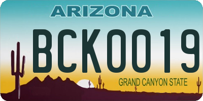 AZ license plate BCK0019