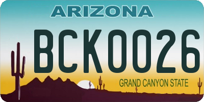 AZ license plate BCK0026