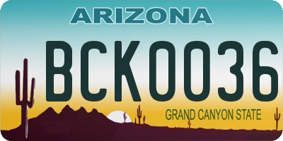 AZ license plate BCK0036