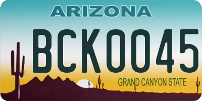 AZ license plate BCK0045