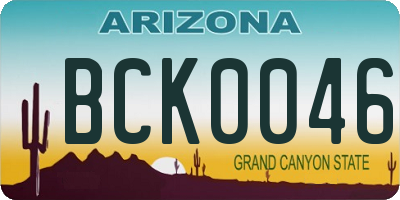 AZ license plate BCK0046