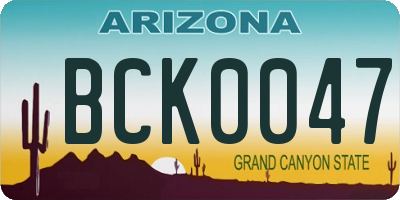 AZ license plate BCK0047