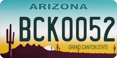 AZ license plate BCK0052